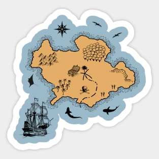 Treasure pirate map Sticker